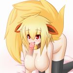  animal_ears blonde_hair breasts collar cum fellatio flareon nude oral penis personification pokemon red_eyes sex tail uncensored 