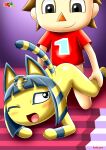  1girl animal_crossing ankha_(animal_crossing) ass bbmbbf blush cat fur34* male male/female nintendo one_eye_closed open_mouth palcomix palcomix sex tongue villager_(animal_crossing) 