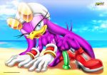  1girl bbmbbf beach mobius_unleashed nipples palcomix sega sex_toy sonic_(series) sonic_riders sonic_the_hedgehog_(series) vaginal_penetration wave_the_swallow 