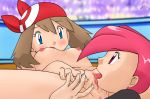 2girls :d alluring anus art asuna_(pokemon) babe bandana bandanna blue_eyes blush breasts brown_hair clothed_female_nude_female eye_contact flannery game_freak gym_leader haruka_(pokemon) humans_of_pokemon looking_at_another lying may_(pokemon) medium_breasts moaning multiple_girls nintendo nipples nude on_back open_mouth oral oral_sex pokemon pokemon_(anime) pokemon_(game) pokemon_diamond_pearl_&amp;_platinum pokemon_dppt pokemon_rse pussy pussylicking red_bandana red_bandanna red_eyes red_hair redhead sex short_hair smile spread_legs tkor tkor_(artist) tongue tongue_out uncensored yuri
