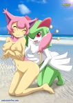  :3 bbmbbf beach breasts cute fingering kirlia nintendo palcomix pokemon pokepornlive public skitty smile yuri 