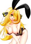  animal_ears blush breasts bunny_girl cute cynthia hair_ornament large_breasts nipples pokemon shirona_(pokemon) sho2 smile white_background 