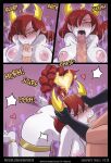  1boy 1girl breasts couple fellatio hekapoo horn_grab licking_penis marco_diaz nipples oral orange_eyes penis penis_in_mouth penis_lick red_hair star_vs_the_forces_of_evil 