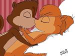  alvin_and_the_chipmunks alvin_seville bed brittany_and_the_chipettes brittany_miller chipettes chipmunk closed_eyes cute furry kissing 