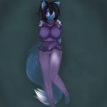 big_breasts black_hair black_nose blue_fur breasts canine clothed clothing female fluffy_tail fox furry hair kanel kanel_(artist) lily_(dfstarfield) original purple_eyes