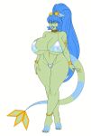  1girl big_ass big_breasts bikini blue_hair flygon green_skin jewels luchodraws seductive tail wiitenuant 