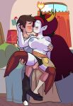  1boy 1girl big_breasts breast_grab breasts brown_hair canon_couple from_behind hekapoo kissing marco_diaz nipples panties panties_aside penis_in_pussy pills-in-a-little-cup pussy red_hair sex star_vs_the_forces_of_evil vaginal 