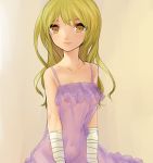  1girl blonde_hair breasts gown long_hair navel nipples see-through smile solo unlight yellow_eyes 