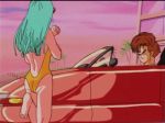 anime ass car dancing dragon_ball_z gif jump maron swimsuit yellow_swimsuit 