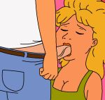  big_breasts blonde_hair closed_eyes clothed_female fellatio fellatio gif gif hank_hill king_of_the_hill luanne_platter veiny_penis 