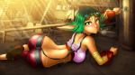  1girl ass big_breasts breasts clothes goggles green_eyes green_hair hot jak_and_daxter keira keira_hagai pointed_ears solo suspenders wrench yuqoi 