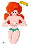 angela_(dragon_ball_z) breast_squeeze dragon_ball_z looking_at_viewer marvelous_mark red_hair topless wasp_waist