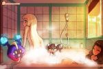  2girls bathroom cosmog gothorita lillie lillie_(pokemon) lumineko moon_(pokemon) moon_(trainer) multiple_girls patreon pokemon pokemon_sm 