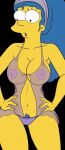 1girl blue_hair blue_pubic_hair female_only hot marge_simpson nude_female see-through sexy sexy_body the_simpsons yellow_skin