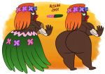  coconut_bra dark-skinned_female grass_skirt jynx nude orange_hair pokemon 
