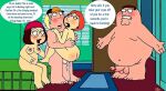 2boys 2girls ass being_carried blush blushing blushing_profusely breasts carried carried_partner carried_person carrying carrying_partner carrying_person cheating_wife daughter dialogue family_guy father incest lois_griffin meg_griffin mother mother_&amp;_son nude peter_griffin puffy_pussy red_anus son uso_(artist)