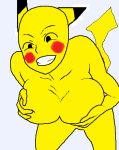  breast_grab breasts mega_milk pikachu pokemon solo titty_monster 