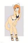  1girl bikini cute feline iskra_(artist) orange_hair platform_shoes smile tail white_skin yellow_skin 