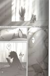  aoi_takayuki bed comic equine greyscale horse kawai_takahiro male monochrome morning open_mouth plant soft_juice yawn 