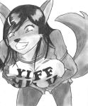 artist_request character_request fox_girl furry mega_milk monochrome parody titty_monster 