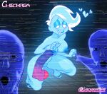  1girl 1girls 2022 2boys blue_body blue_nipples blue_skin breasts chickpea colored dildo drooling female_focus ghost ghost_girl glasses half-closed_eyes hanna-barbera heart large_dildo looking_at_viewer masturbation meme nipples open_mouth phantasma_phantom pointing pointing_soyjak pussy scooby-doo scooby-doo_and_the_ghoul_school sex_toy simple_background soyjack uncensored warner_brothers white_hair 