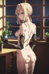  ass blonde_hair blue_eyes long_hair looking_back mechanical_arms medium_breasts nekom14 nipple prosthetic_arm scars_all_over scars_on_arm scars_on_back violet_evergarden violet_evergarden_(character) 