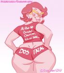  1girl 1girls 1milf 2024 booty_shorts camila_noceda chickpea curvy curvy_body curvy_female dark-skinned_female disney_channel earrings female_only glasses gradient_background hands_on_hips hotpants latina looking_at_viewer looking_back looking_back_at_viewer mature milf pink_theme presenting_hindquarters purple_background rear_view sfw shirt short_hair short_shorts shorts simple_background spanish_text t-shirt text the_owl_house tongue tongue_out twitter_link wide_hips 