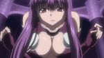   1girl gif breasts large_breasts long_hair mole purple_eyes purple_hair solo  
