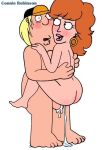 breasts chris_griffin connie_robinson cum_inside family_guy shocked_expression standing_sex suspended_congress uso_(artist) vaginal