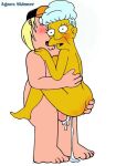  agnes_skinner breasts chris_griffin crossover cum_inside family_guy shocked_expression standing_sex suspended_congress the_simpsons uso_(artist) vaginal 