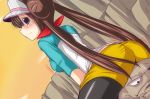 1girl 3:2_aspect_ratio ass big_breasts blue_eyes blush breasts brown_hair clothed_masturbation clothing creatures_(company) crossed_arms dry_humping dutch_angle extreme_content female female_focus female_masturbation female_pervert game_freak gen_1_pokemon geodude graveler hairbun humans_of_pokemon humping interspecies long_hair looking_back masturbation medium_breasts mei_(pokemon) nintendo nishi_koutarou non_nude painttool_sai_(medium) pantyhose pervert pokemon pokemon_(anime) pokemon_(game) pokemon_black_2_&amp;_white_2 pokemon_black_and_white pokemon_bw pokemon_bw2 pokemon_character pokemon_species pokephilia porkyman protagonist_(pokemon) rosa_(pokemon) sideboob sitting solo_focus sweat tied_hair twintails viewed_from_behind visor_cap