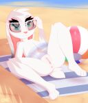 1girl anthro anus beach furry omiart pussy rabbit sunglasses
