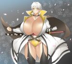  gigantic_breasts miyabi_(senran_kagura) nata senran_kagura white_hair yellow_eyes 