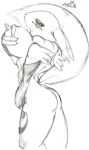  1_anthro 1_female 1_female_anthro 1girl 3_fingers anthro anthro_canine anthro_fox anthro_vixen arm_warmers ass breast breast_grab breasts canine detached_sleeves digimon female female_anthro female_anthro_fox female_renamon fox fur furry monochrome nipples nude open_mouth raised_tail renamon solo standing tail toei_animation traditional_art vixen white_fur yellow_fur yin_yang 