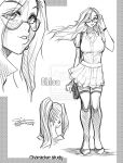 1girl character_sheet chloe_(melkormancin) female_only glasses melkormancin monochrome skirt solo_female