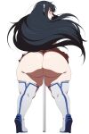  1girl 1girl 1girl ass big_ass big_ass black_eyes black_hair bottomless clothed_female female_focus female_only high_heels high_res khexxi kill_la_kill kiryuuin_satsuki large_ass long_hair looking_at_viewer looking_back simple_background skirt solo_female solo_focus stockings tagme teen thick_thighs upskirt white_background wide_hips 