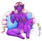  anthro glowing_pussy lady_machoke nude_female pokemon pokemorph presenting_pussy purple_skin sableye 