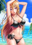 alluring beach bikini nakiri_erina ocean outside purple_eyes shokugeki_no_souma strawberry_blonde_hair voluptuous xiao元