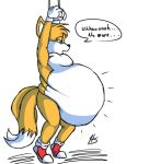 bondage chubby fox furry huge_belly miles_&quot;tails&quot;_prower morbidly_obese no_sex plump tied_up