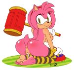  amy_rose anthro anus breasts butt cum cum_in_pussy cum_inside daxzor female furry green_eyes hammer looking_back nipples nude pink_fur pink_hair pussy rodent sega shiny shiny_skin short_hair sideboob solo sonic_(series) weapon 