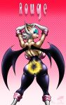  anthro areola ass bat big_breasts boots breasts butt elbow_gloves eyewear female gloves graphicbrat hanging_breasts happy happy_face lips looking_at_viewer looking_back plain_background pose pussy rouge_the_bat sega sonic_(series) wide_hips 