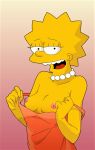  breasts erect_nipples evilweazel_(artist) flashing lisa_simpson no_bra pearls the_simpsons yellow_skin 