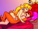  2girls bed multiple_girls nintendo nude princess princess_peach super_mario_bros. wendy_o._koopa yuri 