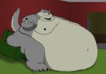   belly couch plump furry living_room slob wolf  