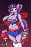  breasts candy chainsaw dragon equine female feral friendship_is_magic hair horn horse jaeh lollipop male my_little_pony parody pony skimpy spike_(mlp) twilight_sparkle_(mlp) unicorn 