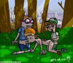 arp balthazar_horowitz disney excessive_sweat fellatio fireside_girls from_behind irving_du_bois katie_(phineas_and_ferb) kneeling outdoors phineas_and_ferb spitroast the_and v.b. viki_(artist)