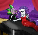  anthro blush dragon dress equine eye_contact female friendship_is_magic horn horse looking_at_each_other male microphone my_little_pony necklace piano pony rarity spike sssonic2 unicorn 