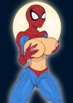  armando_huerta big_breasts breast_expansion breasts clothes erect_nipples female genderswap half_naked hips huge_breasts marvel nipples rule_63 solo spider-man standing tight_clothing torn_clothes wide_hips 