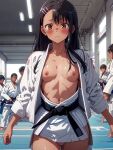 ai_generated being_undressed black_belt blush bottomless breasts breasts_out brown_skin bully bullying defeated dojo embarrassed embarrassed_female embarrassed_underwear_female embarrassed_undressed_female euf forced_exposure forced_nudity glj-enf hayase_nagatoro ijiranaide_nagatoro-san judo martial_arts_uniform multiple_boys multiple_girls nagatoro_hayase nipples panties_removed pants_removed pantsless please_don&#039;t_bully_me,_nagatoro public_exposure public_humiliation public_nudity sad shirt_open stripped stripping tits_out undressing