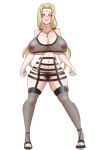 blush breasts huge_breasts inkrait_(artist) looking_at_viewer looking_pleasured milf naruto naruto_(series) nipples pubic_hair pussy_hair thick_thighs thighs tsunade white_background